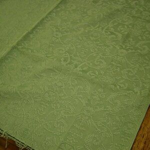 2 pieces of sage green damask type fabric-each 48" x 48"